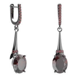 BG náušnice s centrálním oválným kamenem 479-C91 Stříbro 925 - ruthenium (30-90dní) Granát