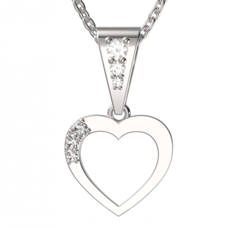 BG zlatý diamantový přívěšek srdíčko 1256 Bílé zlato - 585 Diamant lab-grown