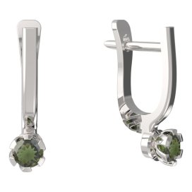 BG vltavínové náušnice 869 Bílé zlato - 585 Vltavín