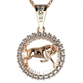 Zlatý přívěsek znamení Beran s lab-grown diamantem, růžové zlato 585 – 045 (Zd14045D2)