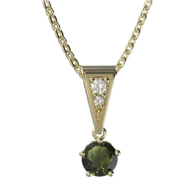 BG vltavín přívěšek 875 Žluté zlato - 585 Vltavín a diamant
