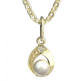 BeKid dětský přívěšek 1242 s bílou perlou Žluté zlato - 585 Diamant
