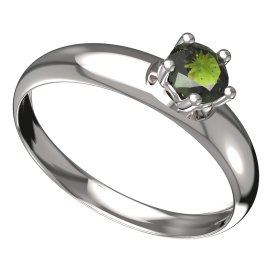 BG vltavínový prsten 874T Bílé zlato - 585 Vltavín