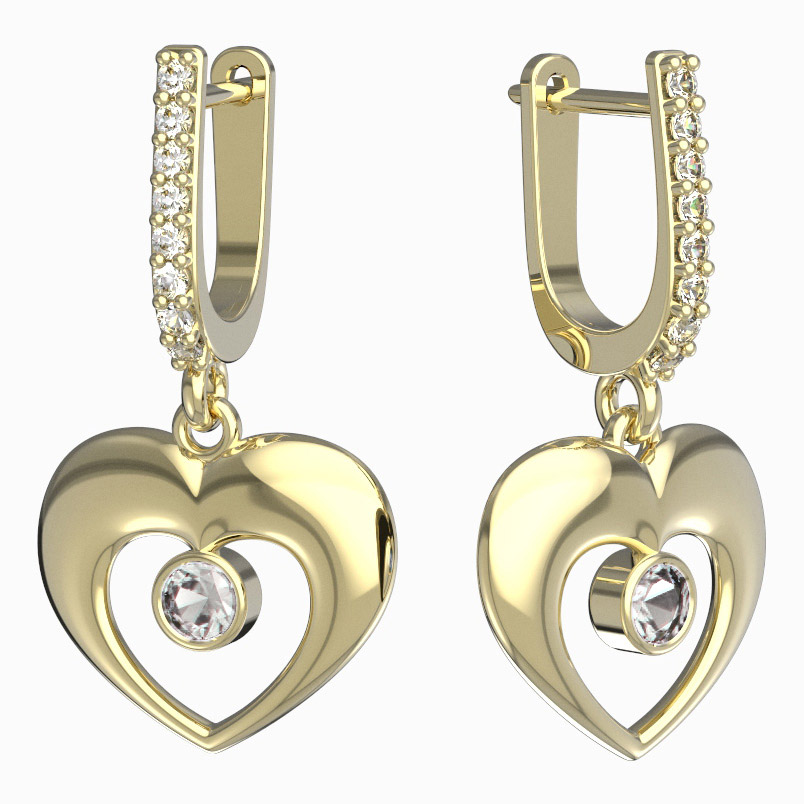 BeKid dětské náušnice srdíčko 610 Bílé zlato - 585 Diamant