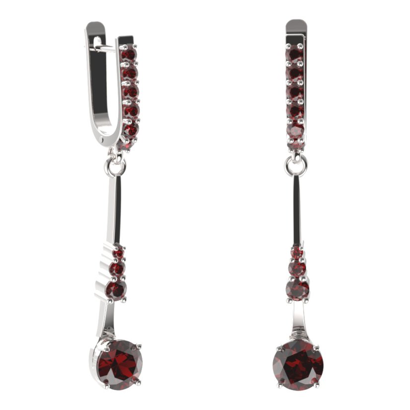 BG náušnice kruhového tvaru 473-B94 Stříbro 925 - rhodium Granát