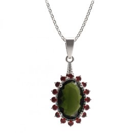 BG přívěs s centrálním oválným kamenem 507-G Stříbro 925 - rhodium Granát