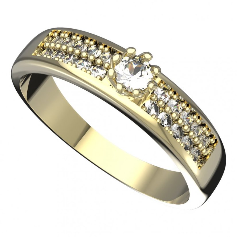 Zlatý prsten s diamantem, žluté zlato 585 – 554 (ZD32554F)