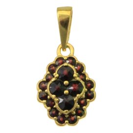 Zlatý přívěsek s českým granátem, žluté zlato 585 – 654