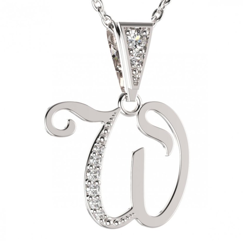 BG zlatý přívěsek písmenko W - 1231 Bílé zlato - 585 Diamant