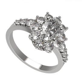 BG zlatý prstýnek 756 Bílé zlato - 585 Diamant