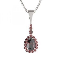 BG přívěs s centrálním kapkovitým kamenem 519-B Stříbro 925 - rhodium Granát