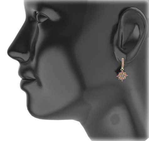 BG square earring 105-94 - Metal: Silver 925 - rhodium, Stone: Garnet