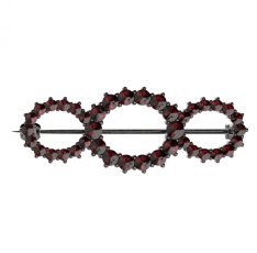 BG brož 008 Stříbro 925 - ruthenium (30-90dní) Granát