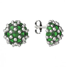 BG zlaté náušnice 992 Bílé zlato - 585 Zelený kubický zirkon