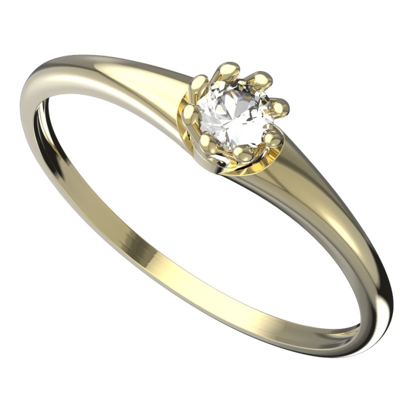 Zlatý prsten s diamantem, žluté zlato 585 – 554 (ZD32554I)