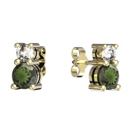 BG  náušnice s granátem nebo vltavínem 746 Žluté zlato - 585 Vltavín a  kubický zirkon
