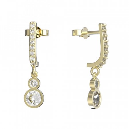 BeKid, Gold kids earrings -864 - Switching on: Pendant hanger, Metal: Yellow gold 585, Stone: White cubic zircon