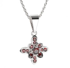 BG přívěs květ 404-0 Stříbro 925 - rhodium Granát