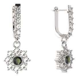 BG kulaté náušnice 030-94 Stříbro 925 - rhodium Vltavín a kubický zirkon
