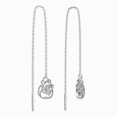 BeKid, Gold kids earrings -1192 - Switching on: Chain 9 cm, Metal: White gold 585, Stone: Diamond