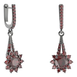 BG náušnice kruhováho tvaru 511-G91 Stříbro 925 - ruthenium (30-90dní) Granát