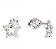 BG zlaté náušnice hvězdička 826 Bílé zlato - 585 Diamant