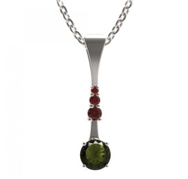 BG přívěs kruhového tvaru 473-B Stříbro 925 - rhodium Vltavín a granát