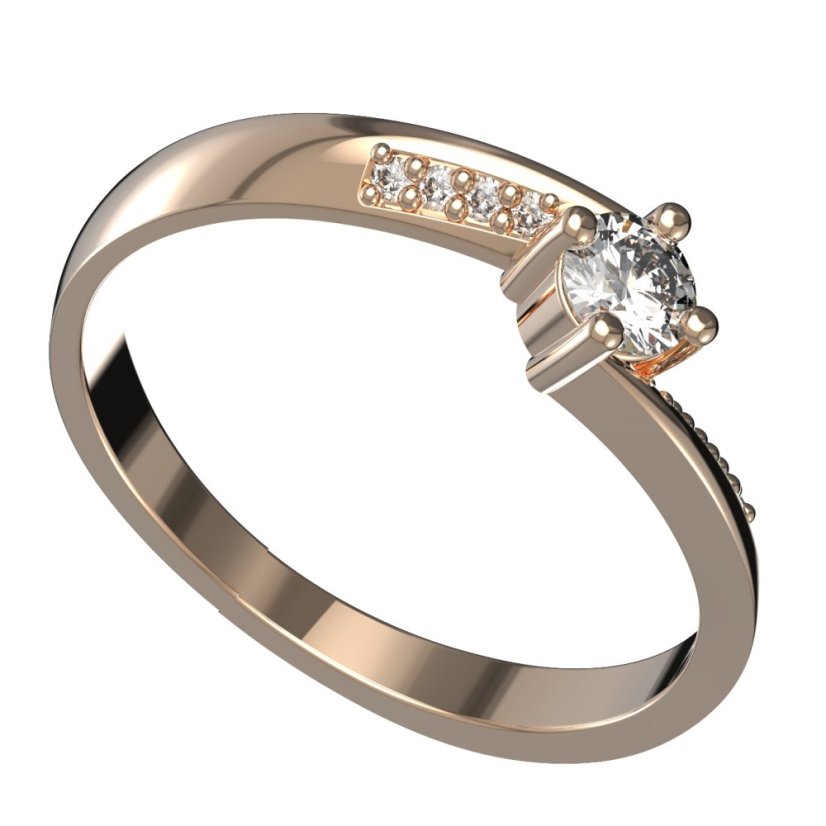 Zlatý prsten s lab-grown diamantem, růžové zlato 585 – 1445