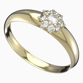 BG zlatý prstýnek 886 T Žluté zlato - 585 Diamant