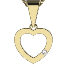 BG zlatý diamantový přívěšek srdíčko 1554 Žluté zlato - 585 Diamant lab-grown