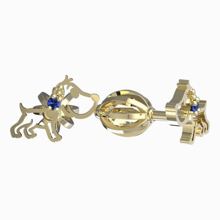 BeKid, Gold kids earrings -1159 - Switching on: Screw, Metal: Yellow gold - 585, Stone: Dark blue cubic zircon