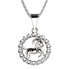 BG zlatý diamantový přívěšek Kozoroh 044 Bílé zlato - 585 Diamant lab-grown