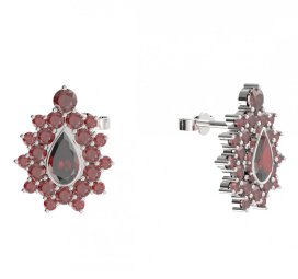 BG náušnice kapkovitého tvaru -  147 Stříbro 925 - rhodium Granát