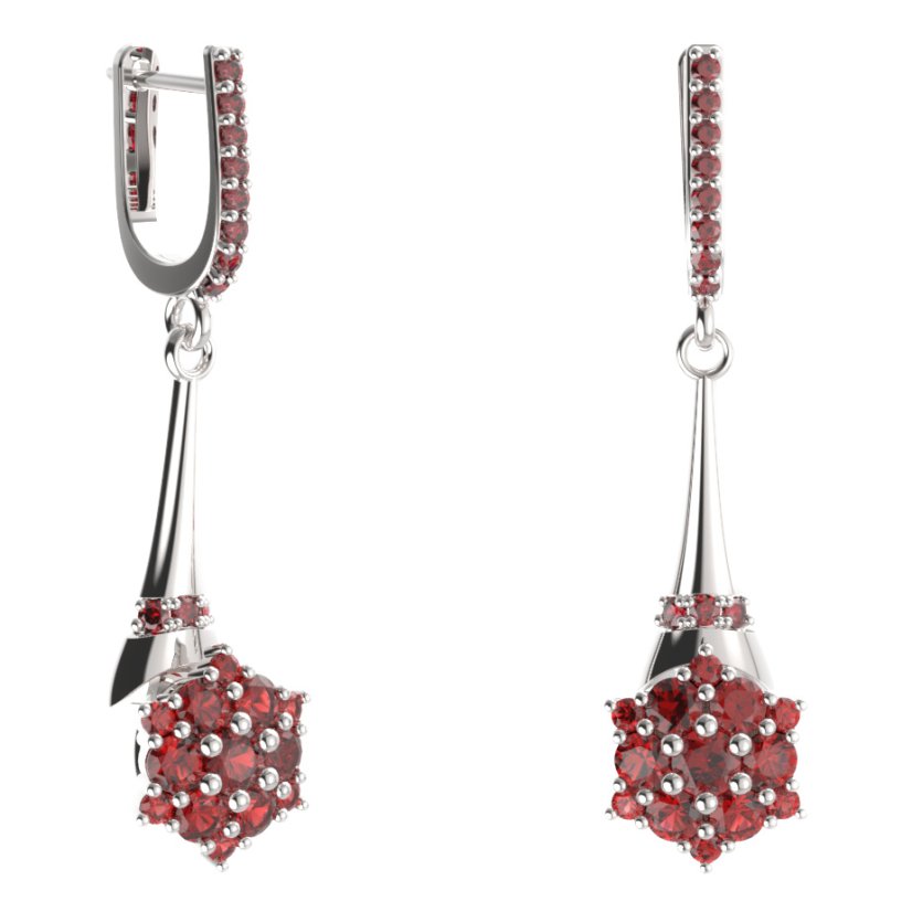 BG náušnice kruhového tvaru 539-C91 Stříbro 925 - rhodium Granát