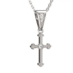 BG zlatý diamantový přívěšek křížek 1110 Bílé zlato - 585 Diamant lab-grown