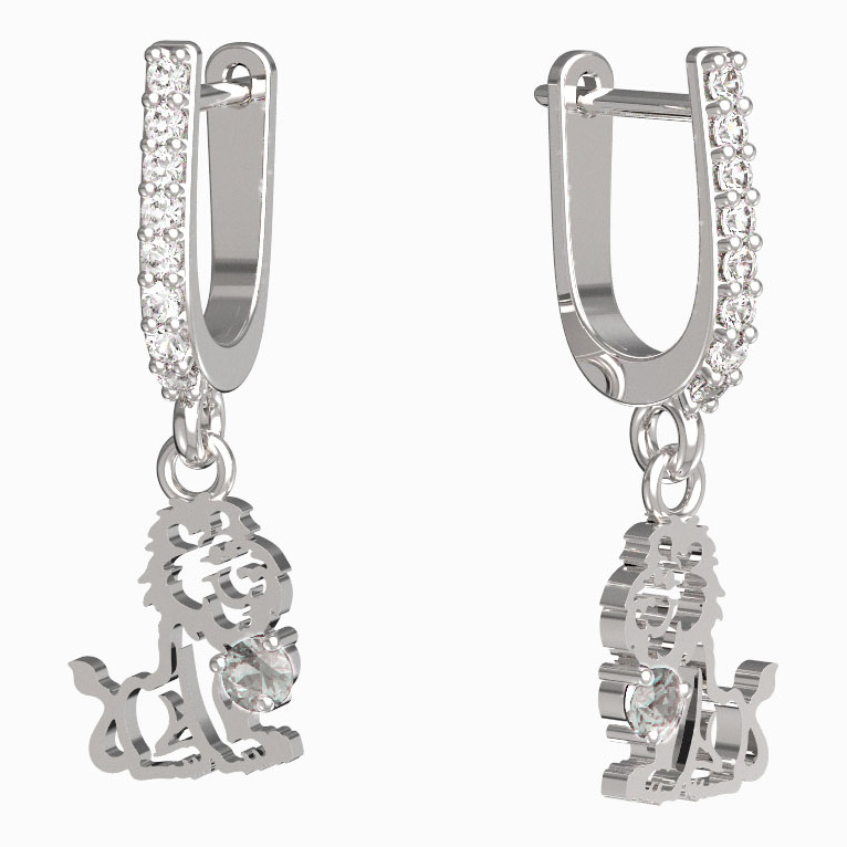 BeKid dětské náušnice lev 1191 Bílé zlato - 585 Diamant