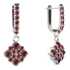 BG  náušnice 317 Stříbro 925 - rhodium Granát