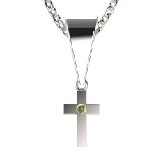 BG zlatý přívěšek křížek 1105 Bílé zlato - 585 Zelený kubický zirkon