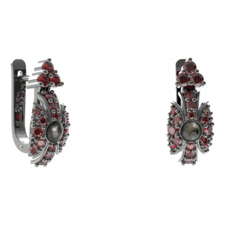 BG náušnice s přírodní perlou 537-87 Stříbro 925 - ruthenium (30-90dní) Granát a perla