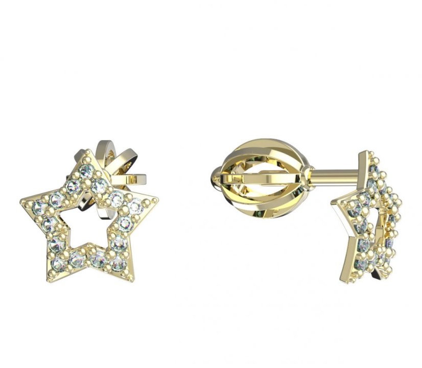 BeKid dětské náušnice hvězdička 826 Žluté zlato - 585 Diamant
