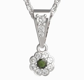 BG vltavín přívěšek 552 Bílé zlato - 585 Vltavín a diamant