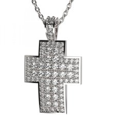 BG zlatý diamantový přívěšek křížek 759 Bílé zlato - 585 Diamant lab-grown