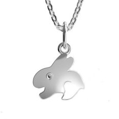 BeKid dětský zlatý přívěsek 1285 - zajíc Bílé zlato - 585 Diamant