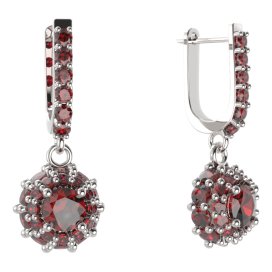 BG kulaté náušnice 751-94 Stříbro 925 - rhodium Granát