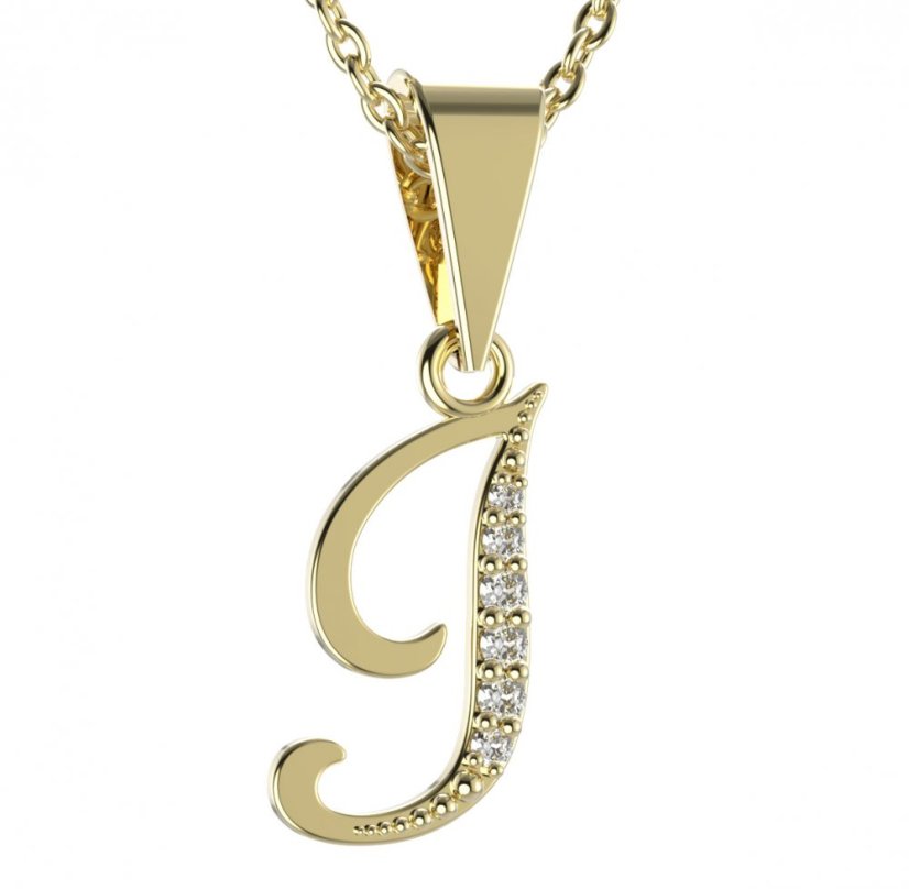 BG zlatý přívěsek písmenko I - 1218 Žluté zlato - 585 Diamant
