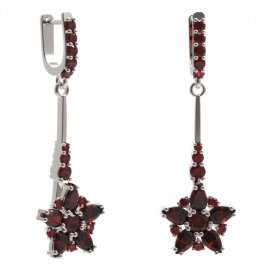 BG náušnice ve tvaru hvězdy 521-B93 Stříbro 925 - rhodium Granát