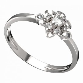 BG zlatý prstýnek 878 L Bílé zlato - 585 Diamant