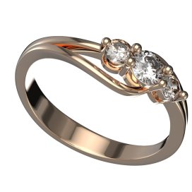 BG zlatý diamantový prstýnek 1455 /zásnubní-snubní/ Růžové zlato 585 (30-90dní) Diamant lab-grown