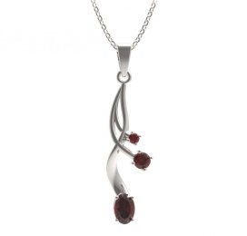 BG přívěs s centrálním oválným kamenem 477-P Stříbro 925 - rhodium Granát