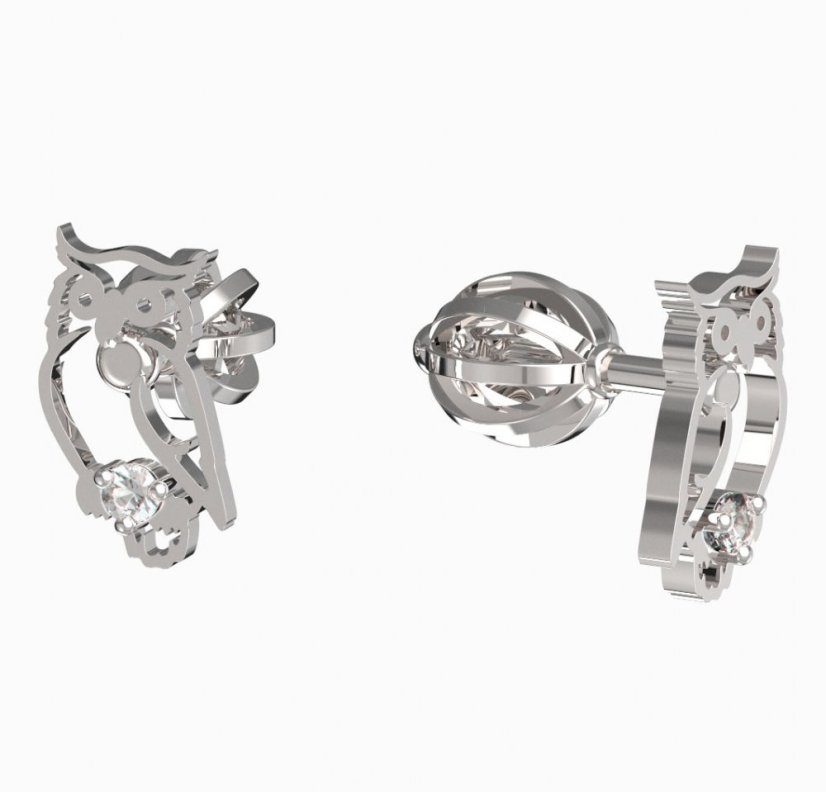 BeKid dětské náušnice sovička 1185 Bílé zlato - 585 Diamant